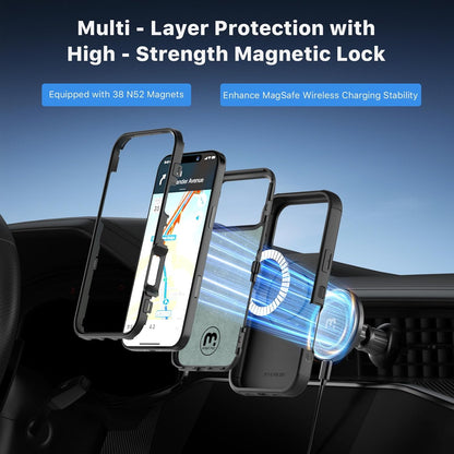 M MYBAT PRO Maverick Series iPhone 17Pro Case with Belt Clip Holster,[Compatible with Magsafe] w/Screen Protector,Anti-Drop,Shockproof,with 360°Rotating Kickstand,Heavy Duty Protection Black