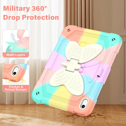 Case for iPad (A16) 11th/10th Generation (2025/2022), 11/10.9 inch Kids Girls Cover for iPad 10th/11th with Pencil Holder | Butterfly Kickstand, Adjustable Strap & Heavy Duty Design - Colorful