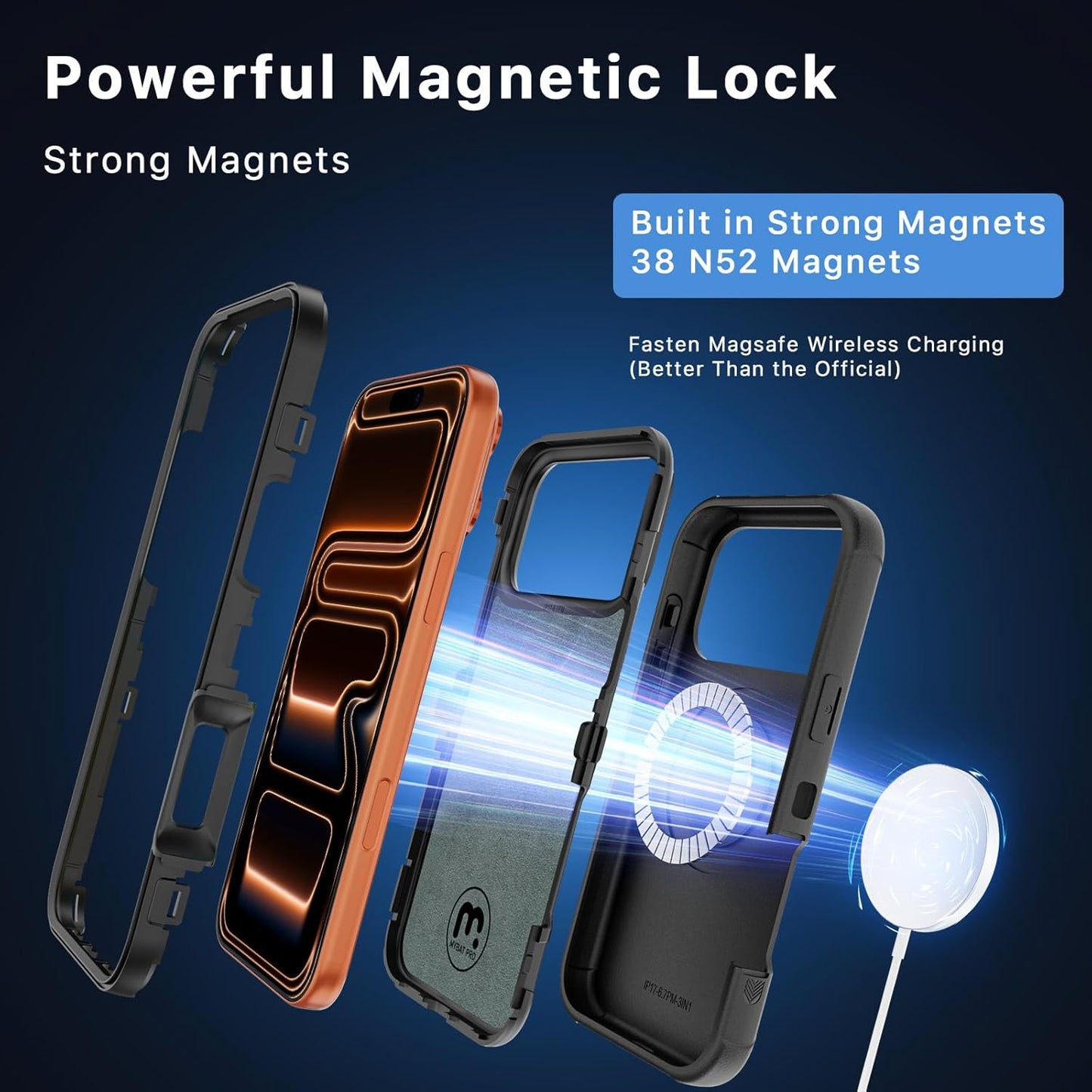 M MYBAT PRO Maverick Series iPhone 17Pro Max Case with Belt Clip Holster,[Compatible with Magsafe] w/Screen Protector,Anti-Drop,Shockproof,with 360°Rotating Kickstand,Heavy Duty Protection Black