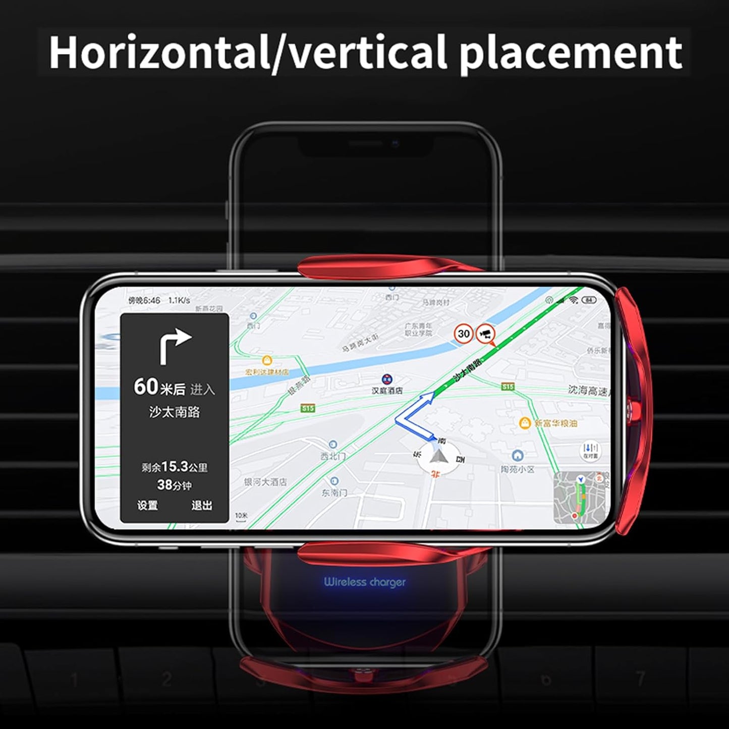 Wireless Car Charger Air Vent Mount 15W