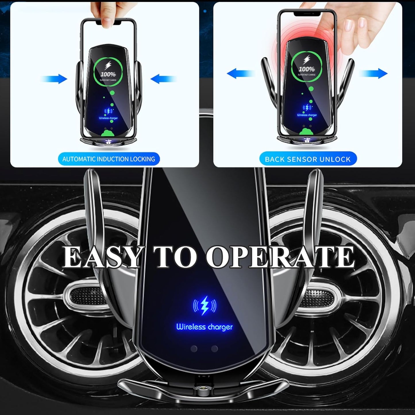 Wireless Car Charger Air Vent Mount 15W