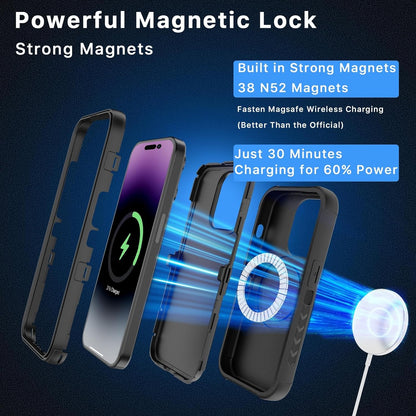 MYBAT PRO Maverick Series iPhone 13pro max 6.7 Case with Belt Clip Holster,[Compatible with Magsafe] w/Screen Protector,Anti-Drop,Shockproof,with 360°Rotating Kickstand, Duty Protection Black