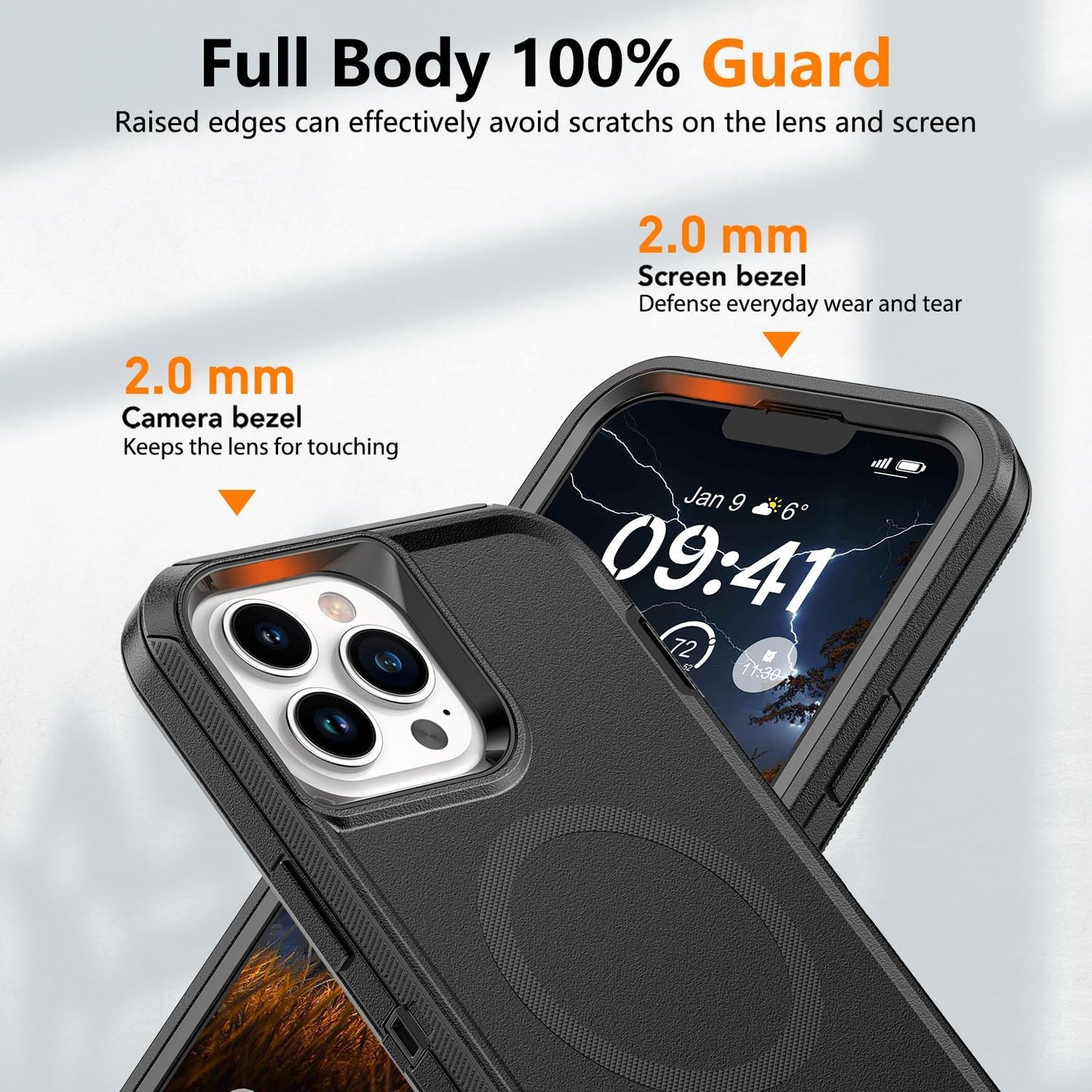 MYBAT PRO Maverick Series iPhone 15pro max Case with Belt Clip Holster,[Compatible with Magsafe] w/Screen Protector,Anti-Drop,Shockproof,with 360°Rotating Kickstand, Duty Protection Black