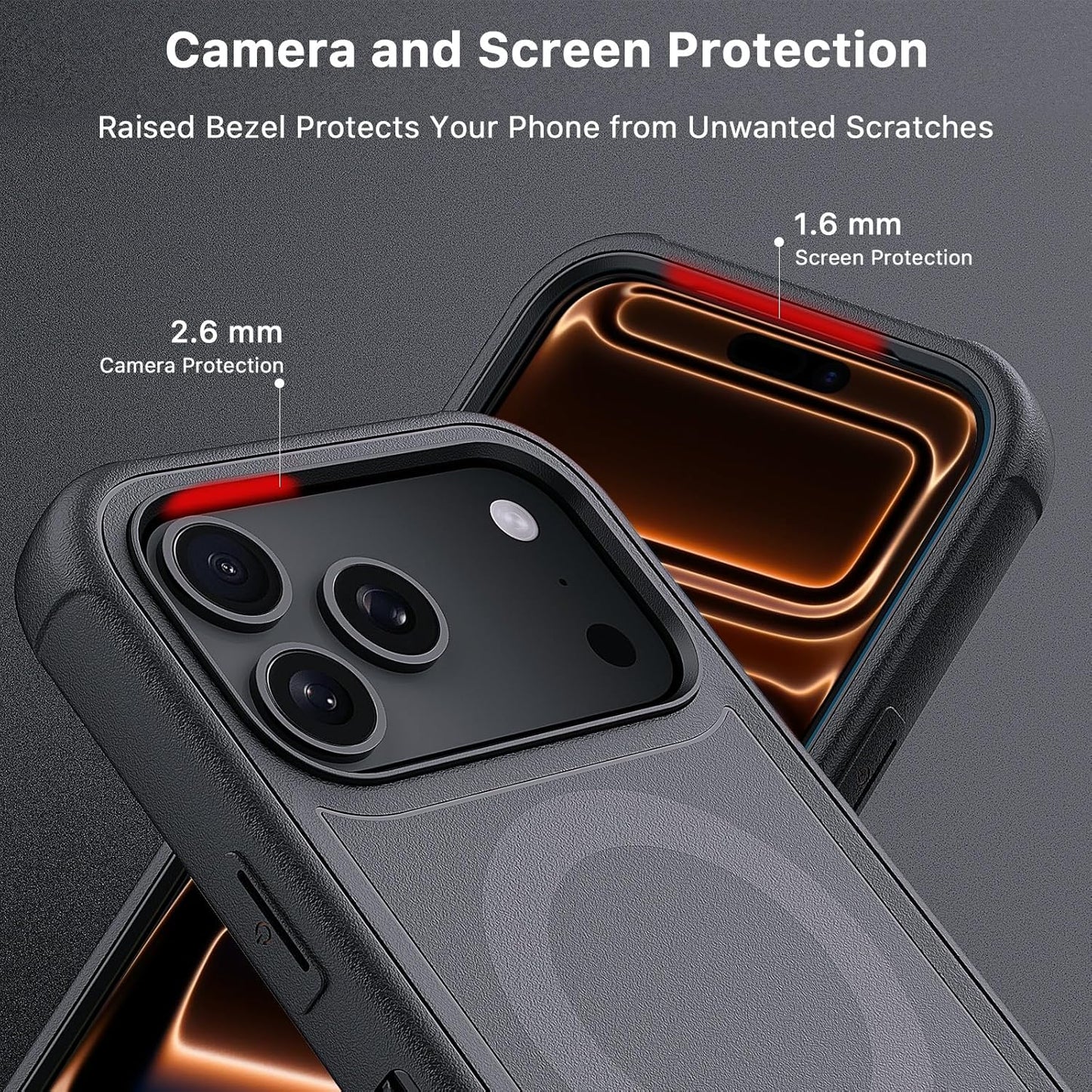 M MYBAT PRO Maverick Series iPhone 17Pro Case with Belt Clip Holster,[Compatible with Magsafe] w/Screen Protector,Anti-Drop,Shockproof,with 360°Rotating Kickstand,Heavy Duty Protection Black